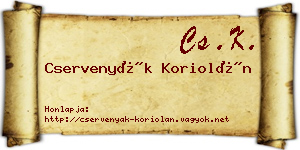 Cservenyák Koriolán névjegykártya